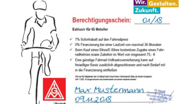 E-Bikes deutlich günstiger dank IG Metall